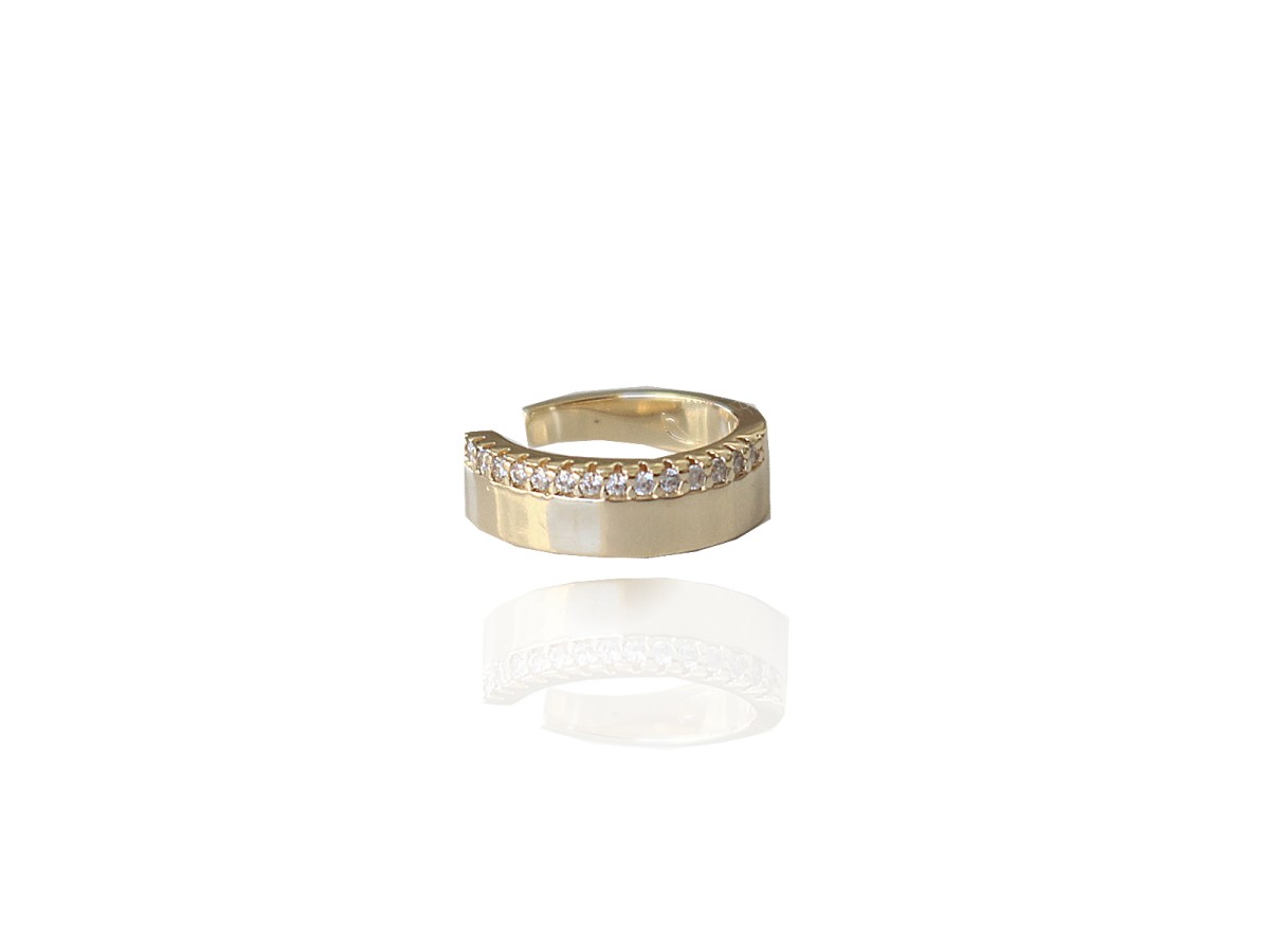 Piercing Fake Luxo Cravação de Micro Zirconias Banho de Ouro 18k.
